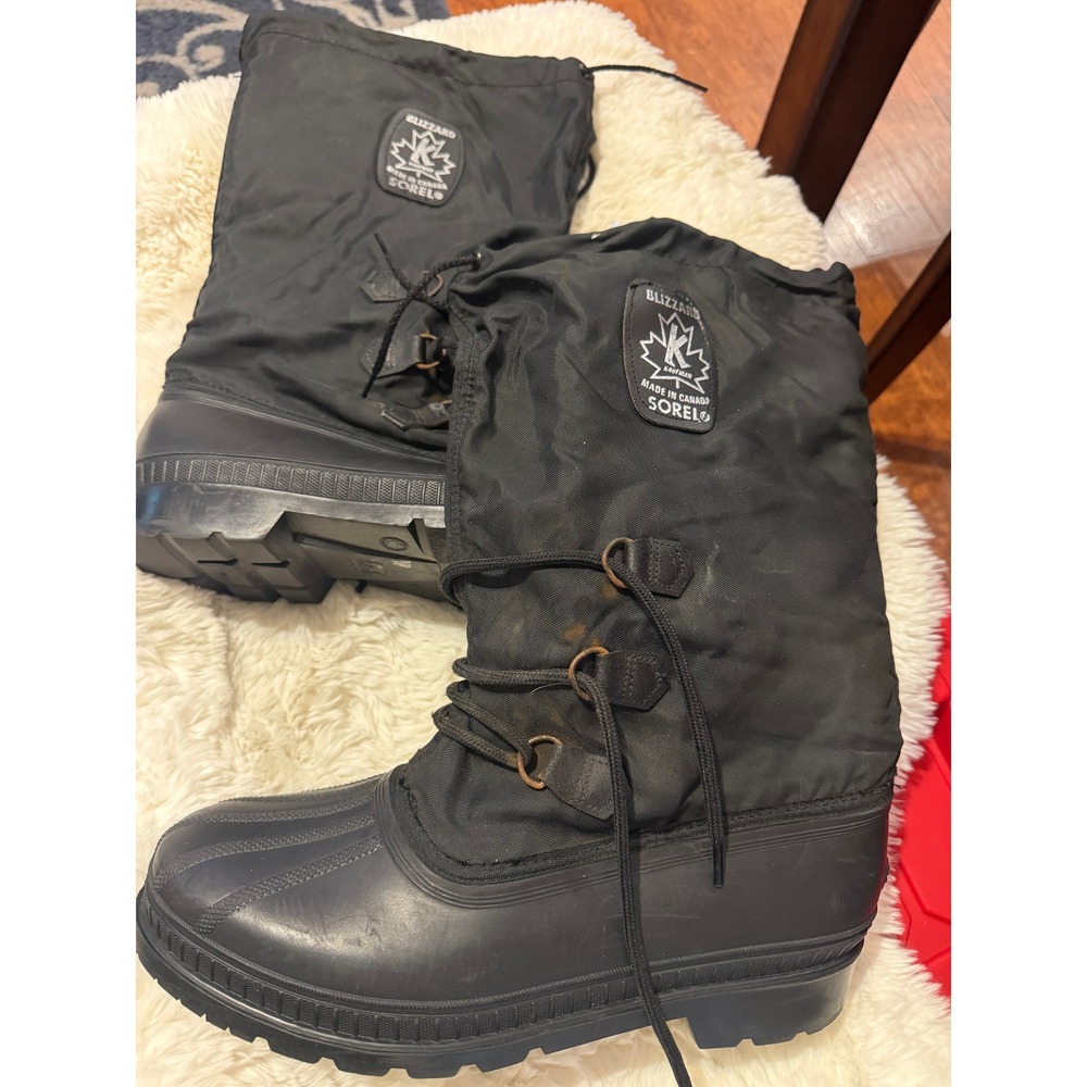 Sorel Blizzard Kaufman Mens 12 Black Winter Snow Boots Made in Canada Vintage